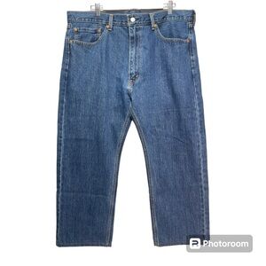 Levi's 505 Regular Straight Men's Size 40x30‎ Dark Wash Denim Blue Jeans